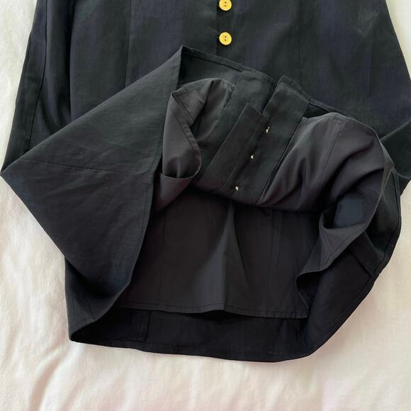 J. Crew NWT Stretch Viscose Linen Blend Gold Button Front Puff Sleeve Mini Dress - Picture 9 of 12